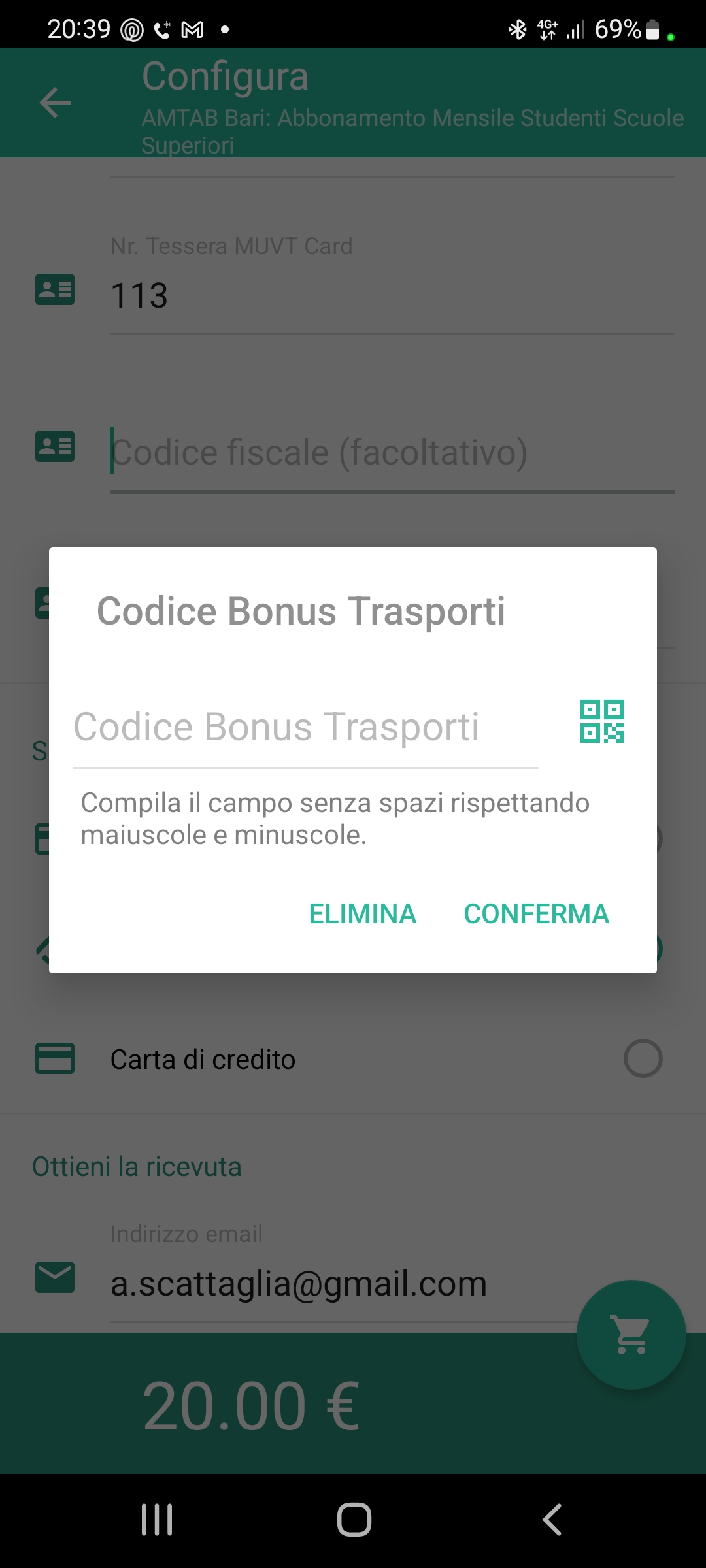 Bonus trasporti screenshot app dropticket